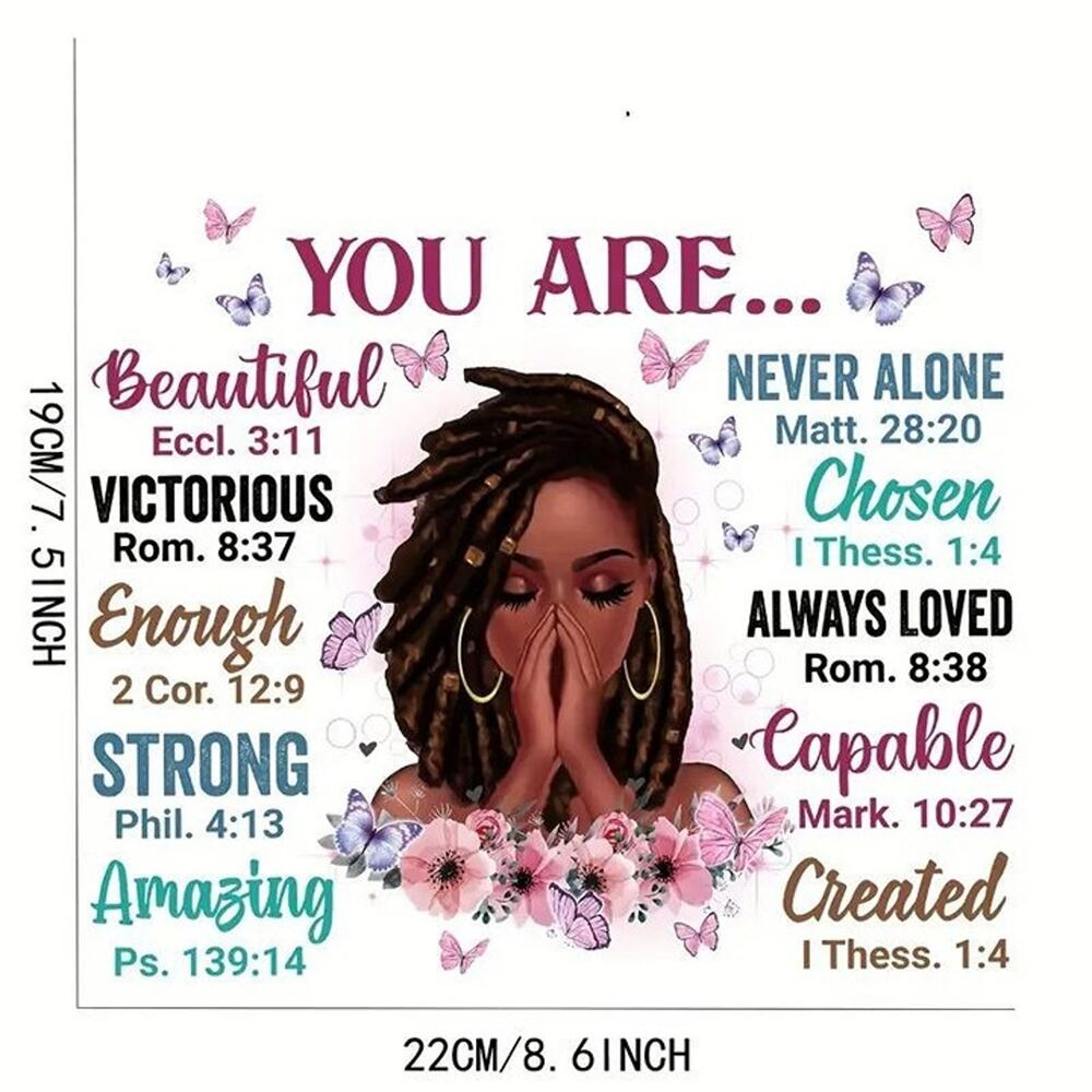 Scripture You Are Melanin Braids Design Trendy Iron-on Heat Transfer